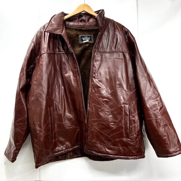 Haband Executive Division Leather Jacket  Patches  Stitch ChocoBrown Men 3X(J12) - Picture 10 of 11